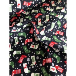 Czarna bawełna świąteczna w skarpety prezentowe - Sklep Otula