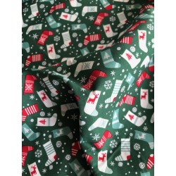 Zielona bawełna świąteczna w skarpety prezentowe na metry - Otula