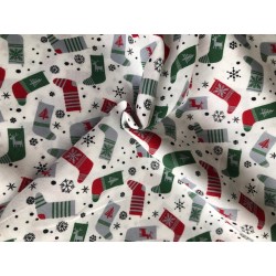 Bawełniana tkanina świąteczna biała w skarpety na prezenty - Otula