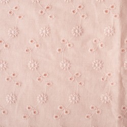 Bawełna haftowana łąka kolor lukrowy różowy