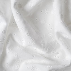 Bawełna haftowana łąka kolor biały