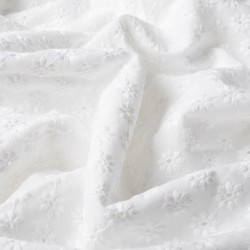 Bawełna haftowana stokrotka kolor biały