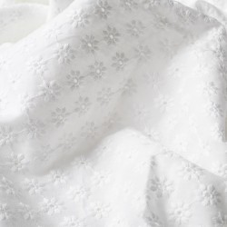 Bawełna haftowana stokrotka kolor biały
